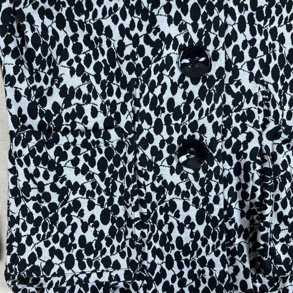 Joseph Ribkoff Vintage Jacket 10 Black White Convertible Sleeve Mod Floral Retro - Picture 10 of 16